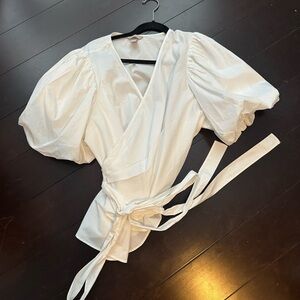 H & M wrap puff sleeve top - size xl
